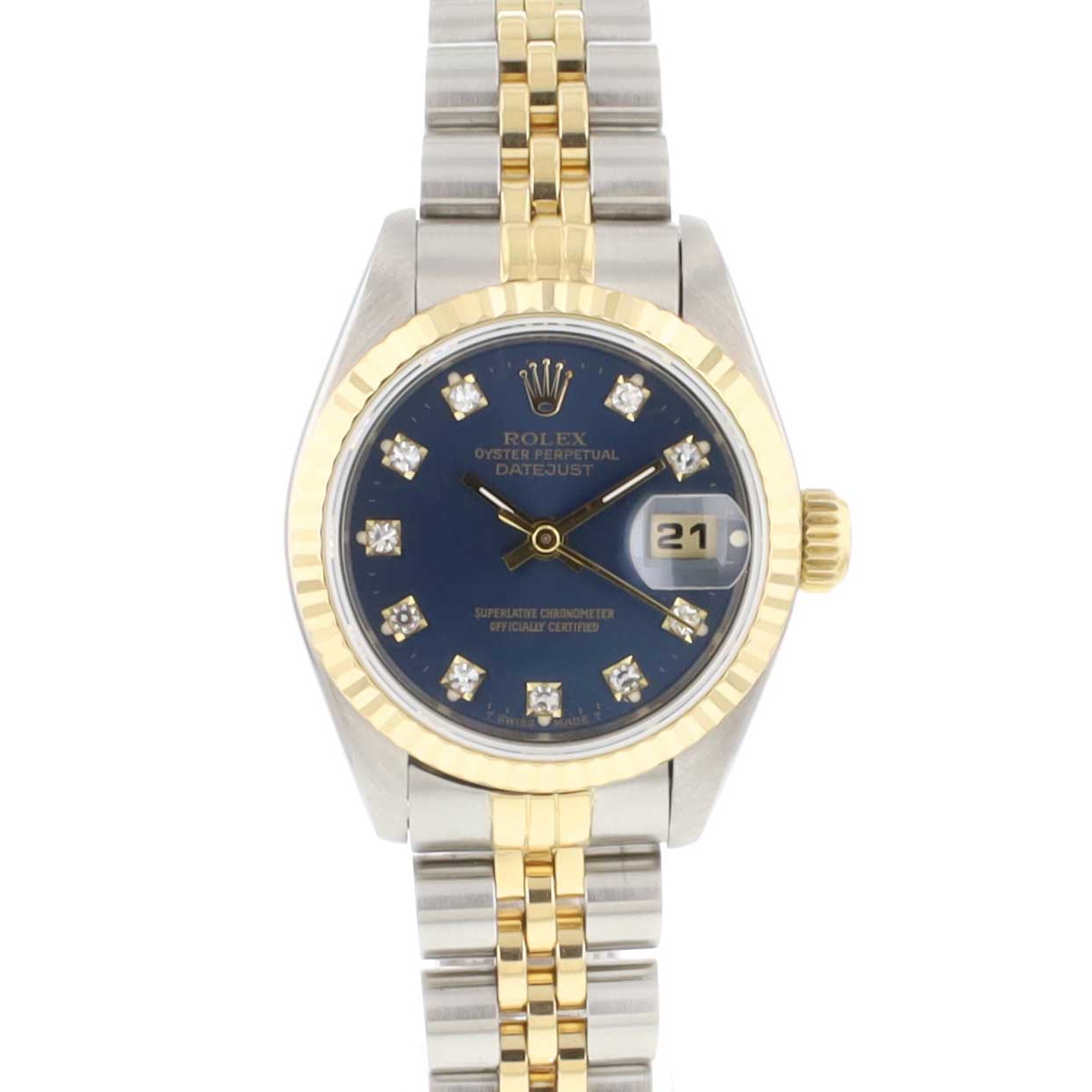 Rolex - Datejust 26 Steel Gold Jubilee Fluted Blue Diamond Dial