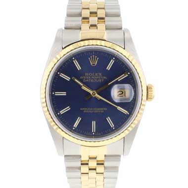 Rolex - Datejust 36MM Steel Gold Fluted Blue Dial