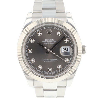 Rolex - Datejust II 41MM Fluted Dark Rhodium Diamonds