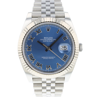 Rolex - Datejust 41 Fluted Jubilee Azzuro Blue Roman Dial NEW 2024