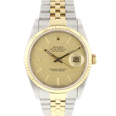 Rolex - Datejust 36 Steel Gold Jubilee Linen Dial Rolex CPO Service '24