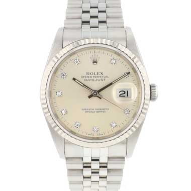 Rolex - Datejust 36 Oyster Fluted Silver Diamond Dial CPO Service '24