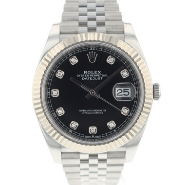 Rolex - Datejust 41 Steel Fluted Jubilee Black Diamond Dial