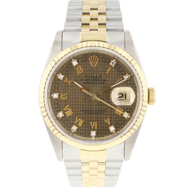 Rolex - Datejust 36 Steel/Gold Jubilee Fluted Houndstooth Diamond Dial