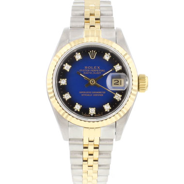 Rolex - Datejust 26 Steel Gold Jubilee Fluted Blue Vignette Diamond Dial