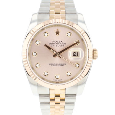 Rolex - Datejust 36 Steel Everosegold Jubilee Fluted Pink Diamond Dial