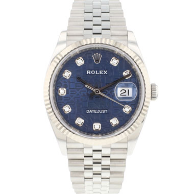 Rolex - Datejust 36 Jubilee Fluted Blue Diamond Logo Dial