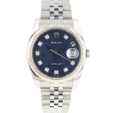 Rolex - Datejust 36 Jubilee Fluted Blue Diamond Logo Dial