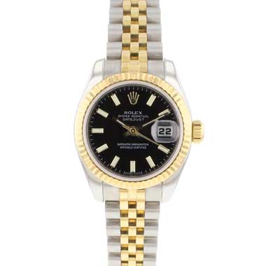 Rolex - Lady-Datejust 26 Jubilee Fluted Steel Gold Black Dial