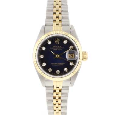 Rolex - Datejust 26 Steel Gold Jubilee Fluted Blue Vignette Diamond Dial