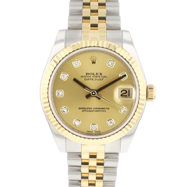 Rolex - Datejust 31 Gold/Steel Jubilee Fluted Champagne Diamond Dial