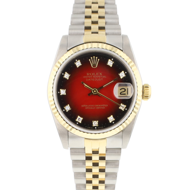 Rolex - Datejust 31MM Steel Gold Jubilee Fluted Red Vignette Diamond Dial