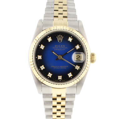 Rolex - Datejust 31MM Steel Gold Jubilee Fluted Blue Diamond Vignette Dial