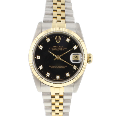 Rolex - Datejust 31MM Steel Gold Jubilee Fluted Black Diamond Dial