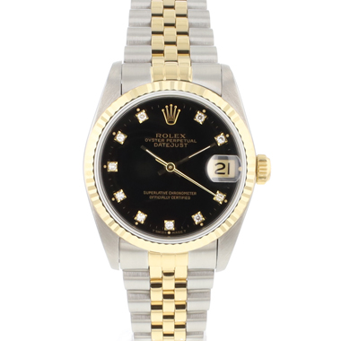 Rolex - Datejust 31MM Steel Gold Jubilee Fluted Black Diamond Dial