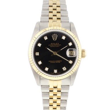 Rolex - Datejust 31MM Steel Gold Jubilee Fluted Black Diamond Dial