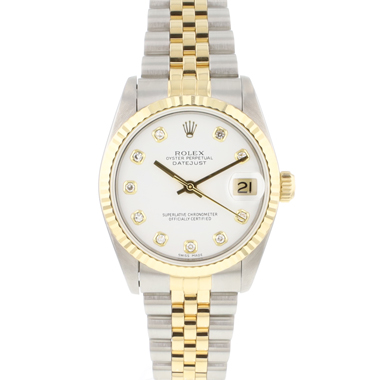 Rolex - Datejust 31MM Steel Gold Jubilee Fluted White Diamond Dial