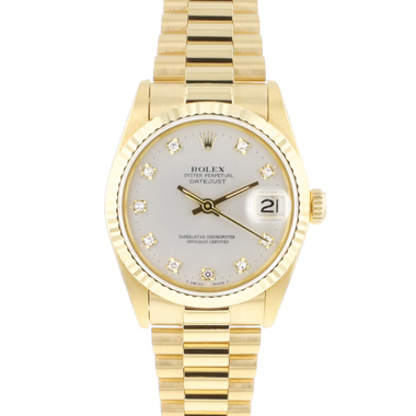 Rolex - Datejust 31 Midsize Yellow Gold President Silver Diamond Dial