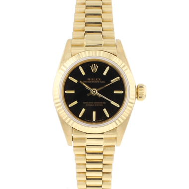 Rolex - Oyster Perpetual Lady 26 Yellow Gold Black Dial