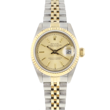 Rolex - Datejust 26 Steel Gold Jubilee Fluted Champagne Tapestry Dial