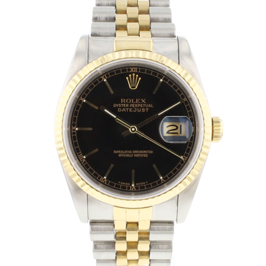 Rolex - Datejust 36 Steel Gold Jubilee Fluted Black Dial