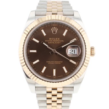 Rolex - Datejust 41 Steel Everosegold Jubilee Fluted Choco Dial