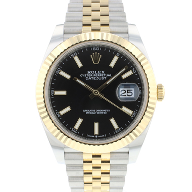 Rolex - Datejust 41 Steel Gold Jubilee Fluted Black Dial NEW 2024