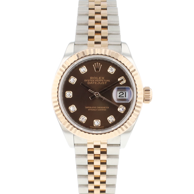 Rolex - Datejust Lady 28 Steel Everose Gold Fluted Choco Diamonds