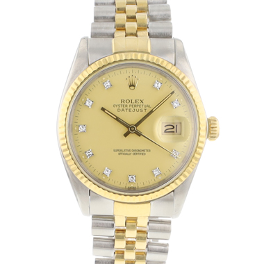 Rolex - Datejust 36 Steel Gold Jubilee Fluted Champagne Diamond Dial