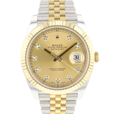 Rolex - Datejust 41 Steel Gold Jubilee Fluted Champagne Diamond Dial