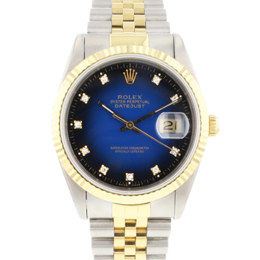 Rolex - Datejust 36 Steel Gold Jubilee Fluted Blue Diamond Vignette Dial