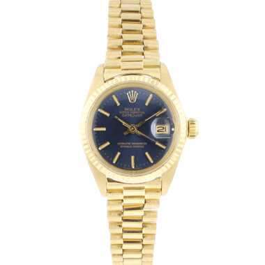 Rolex - Datejust Lady 26 Yellow Gold President Blue Dial