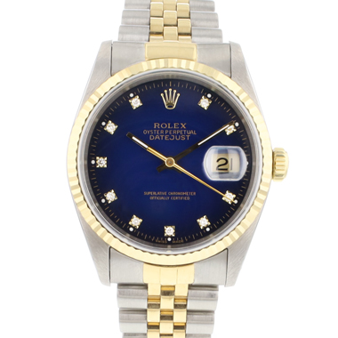 Rolex - Datejust 36 Steel Gold Jubilee Fluted Blue Vignette Diamond Dial