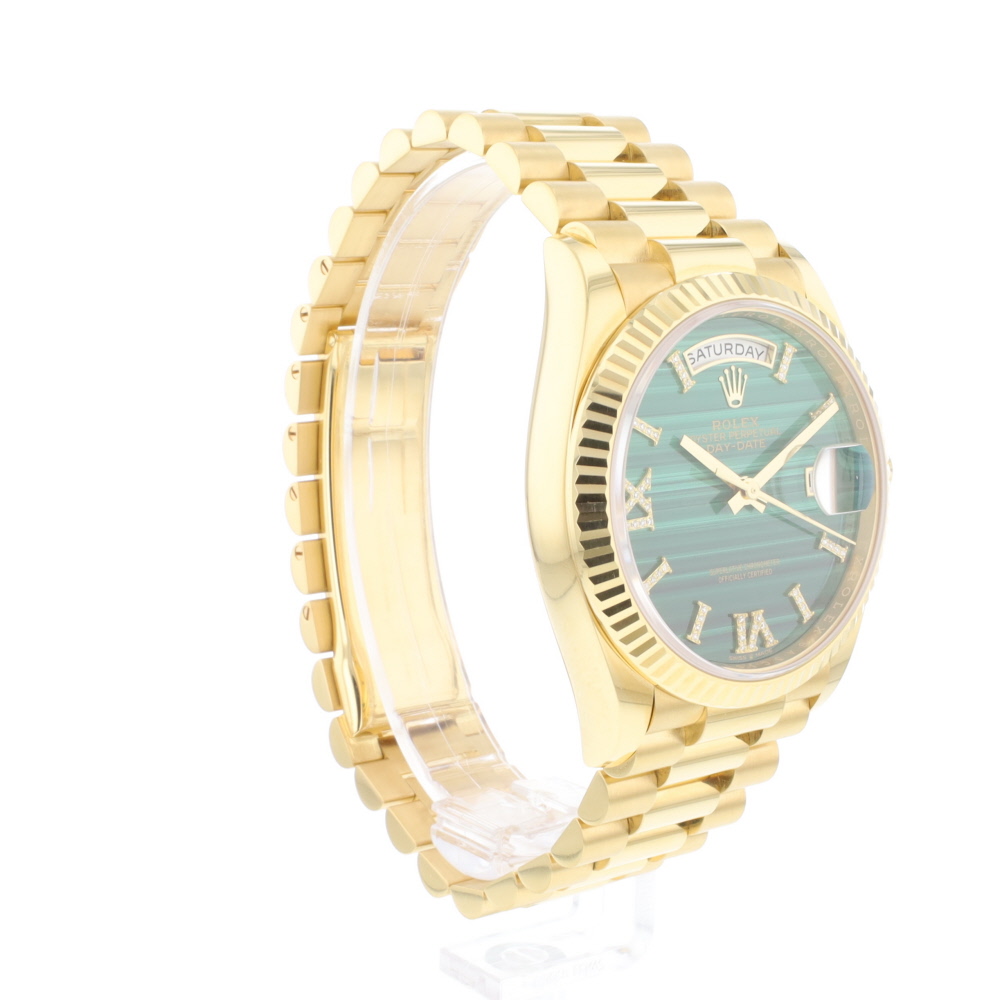 Day-Date 36 Yellow Gold Green Malachite Diamond Dial 99,9 NEW
