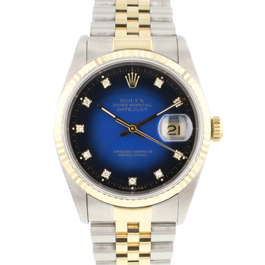 Rolex - Datejust 36 Steel Gold Jubilee Fluted Blue Diamond Vignette Dial