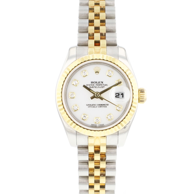 Rolex - Lady-Datejust 26 Jubilee Fluted Steel Gold White Diamond Dial