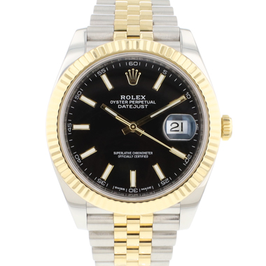 Rolex - Datejust 41 Steel Gold Jubilee Fluted Black Dial