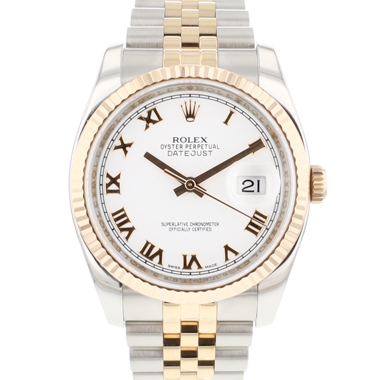 Rolex - Datejust 36 Jubilee Steel / Everose White Roman Dial