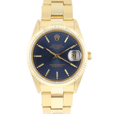 Rolex - Date 34 Yellow Gold Blue Dial