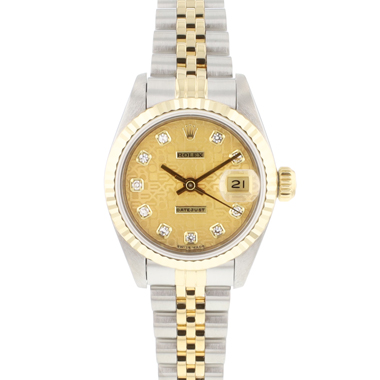 Rolex - Datejust 26 Steel Gold Jubilee Fluted Diamond Champagne Logo Dial