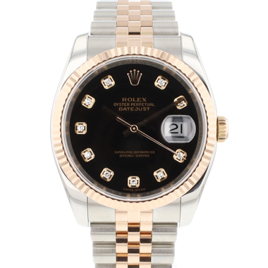 Rolex - Datejust 36 Steel / Everose Jubilee Fluted Black Diamond Dial