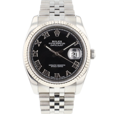 Rolex - Datejust 36 Jubilee Fluted Black Roman Dial