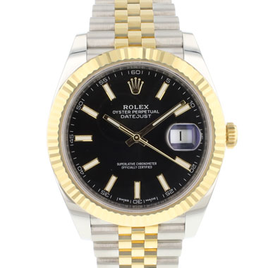 Rolex - Datejust 41 Steel Gold Jubilee Fluted Black Dial