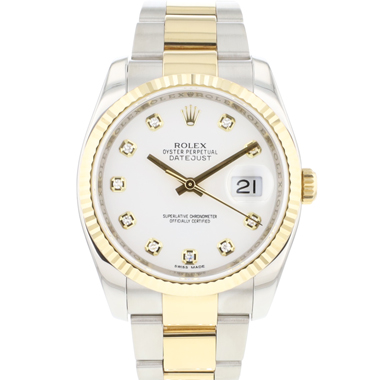 Rolex - Datejust 36 Steel Gold Oyster Fluted White Diamond Dial