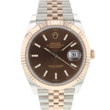 Rolex - Datejust 41 Steel Everosegold Jubilee Fluted Choco NEW