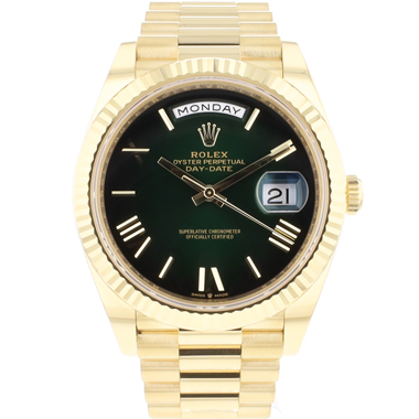 Rolex - Day-Date 40MM Yellow Gold Ombre Green Dial NEW 2024