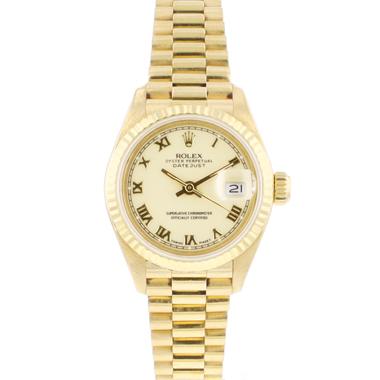 Rolex - Datejust Lady 26 Yellow Gold President Roman Champagne Dial