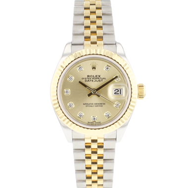 Rolex - Datejust 28 Jubilee Fluted Steel Gold Champagne Diamond Dial