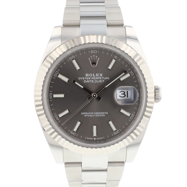 Rolex - Datejust 41 Fluted Oyster Rhodium Dial NEW