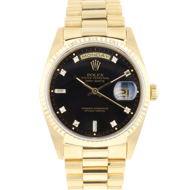 Rolex - Day-Date 36 Yellow Gold President Black Diamond Dial